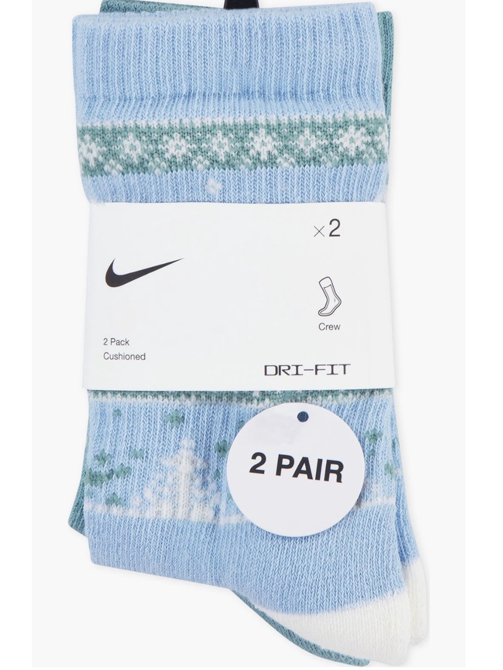 Nike Kids' 2-Pack Fair Isle Crew Socks (Little Kid) SZ-5-77